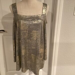 Avenue Metallic Blouse, Size 14/16, Color Gold/Gray